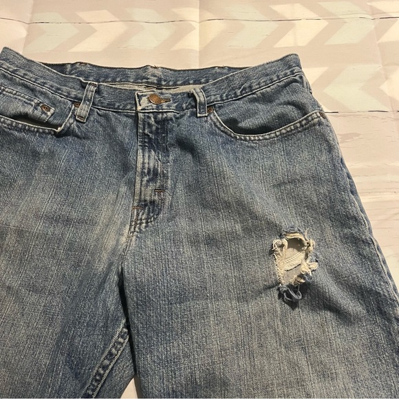 Men’s Distressed Wrangler Straight Leg Blue Jeans, Size W34 L32 - Picture 3 of 8
